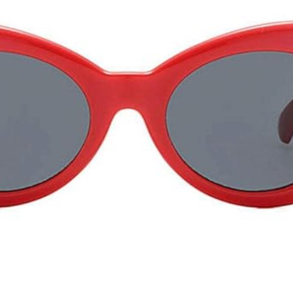 Oval round red retro sunglasses - Picture 4 of 5